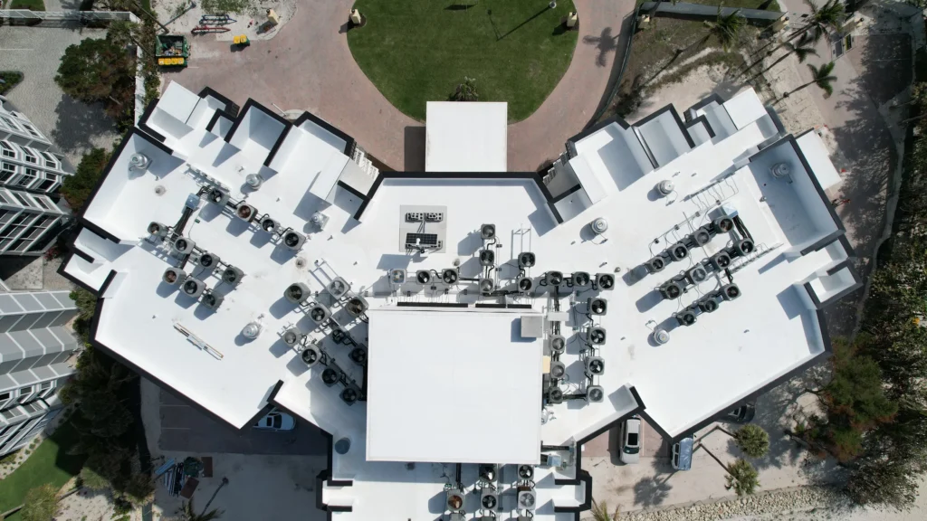 Aerial roof view of Beachmore Condos in Naples, Florida
