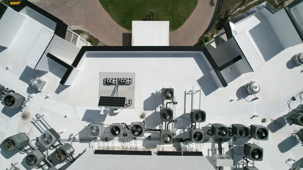 Aerial roof view of Beachmore Condos in Naples, Florida