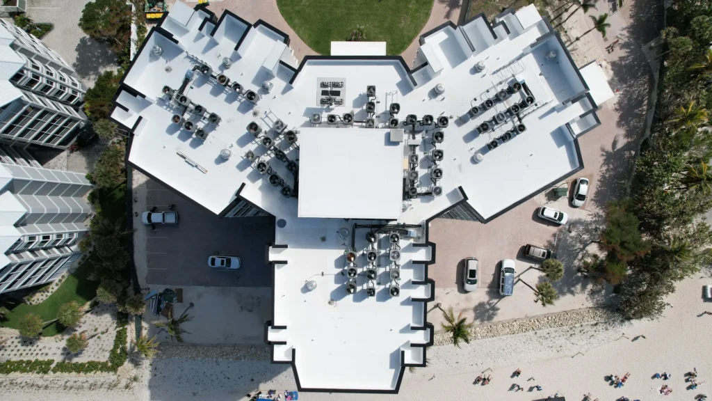 Aerial roof view of Beachmore Condos in Naples, Florida