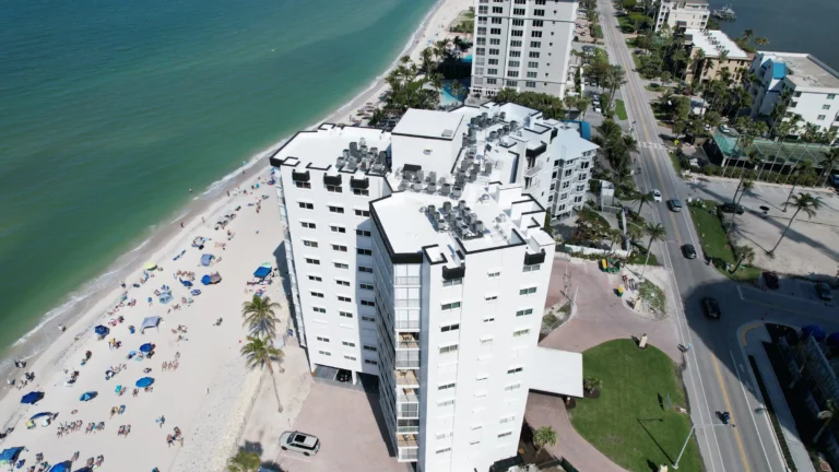 Aerial roof view of Beachmore Condos in Naples, Florida